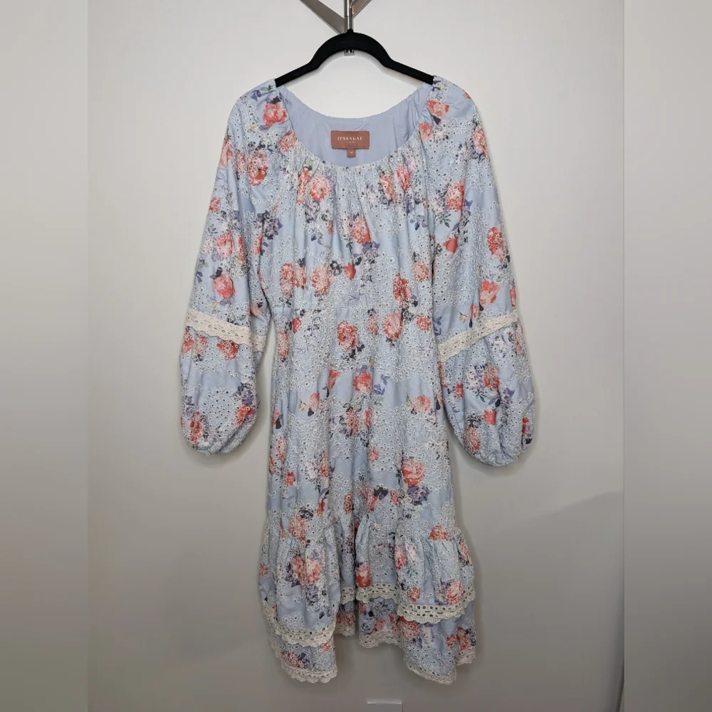 Jessakae Roux Tiered Eyelet Floral Dress | Size M - Picture 3 of 13